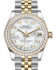 Rolex Lady-Datejust 31 Yellow Gold/Steel White Mother of Pearl Diamond Dial & Diamond Bezel Jubilee Bracelet 278383RBR