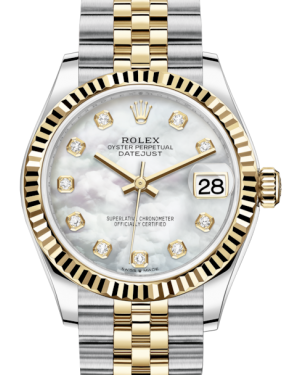 Rolex Lady-Datejust 31 Yellow Gold/Steel White Mother of Pearl Diamond Dial & Fluted Bezel Jubilee Bracelet 278273 - Fresh - NY WATCH LAB 