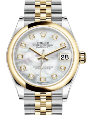Rolex Lady-Datejust 31 Yellow Gold/Steel White Mother of Pearl Diamond Dial & Smooth Domed Bezel Jubilee Bracelet 278243 - Fresh - NY WATCH LAB 