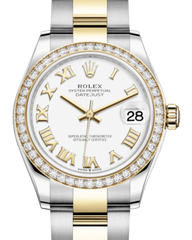 Rolex Lady-Datejust 31 Yellow Gold/Steel White Roman Dial & Diamond Bezel Oyster Bracelet 278383RBR