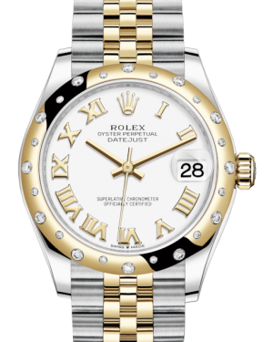 Rolex Lady-Datejust 31 Yellow Gold/Steel White Roman Dial & Domed Set with Diamonds Bezel Jubilee Bracelet 278343RBR - Fresh - NY WATCH LAB 