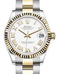 Rolex Lady-Datejust 31 Yellow Gold/Steel White Roman Dial & Fluted Bezel Oyster Bracelet 278273 - Fresh - NY WATCH LAB 