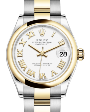 Rolex Lady-Datejust 31 Yellow Gold/Steel White Roman Dial & Smooth Domed Bezel Oyster Bracelet 278243 - Fresh - NY WATCH LAB 