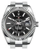 Rolex Sky-Dweller Stainless Steel Black Index Dial Fluted White Gold Bezel Oyster Bracelet 326934 - New