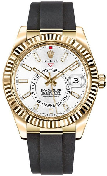 Rolex 326238 Sky-Dweller Yellow Gold White Dial Oysterflex 2022 NEW
