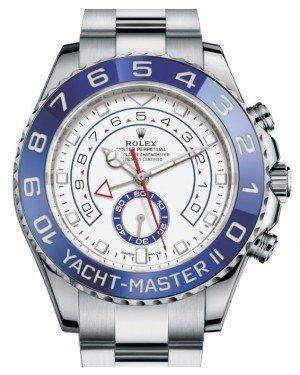 Rolex Yacht-Master II Stainless Steel White Dial Mercedes Hands Blue Ceramic Bezel 116680