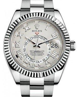 Rolex Sky-Dweller 326939 Men's 42mm Ivory Roman 18k White Gold Oyster - New